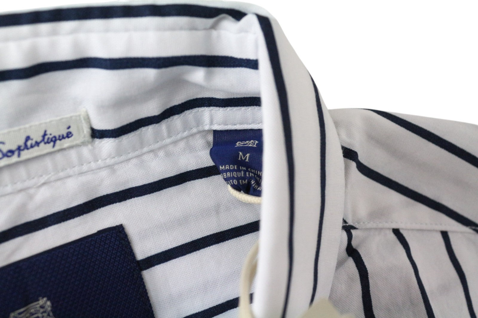 SCOTCH & SODA Ams Couture Men's Shirt M White Striped Long Fit Cotton