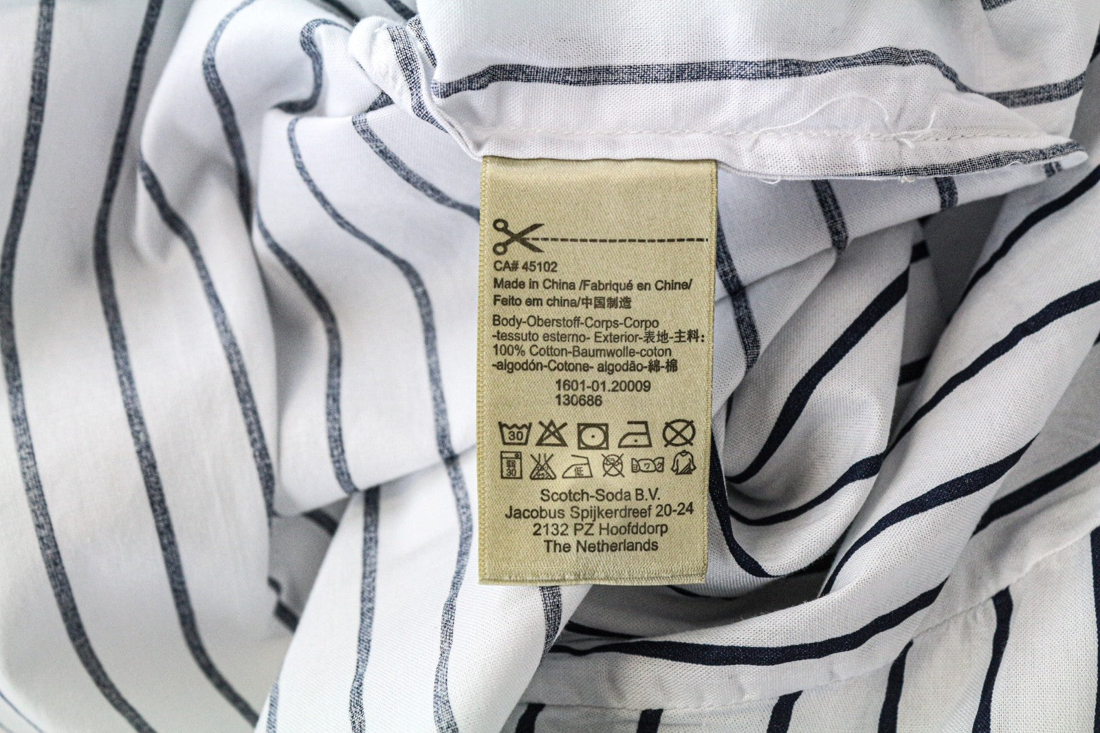 SCOTCH & SODA Ams Couture Men's Shirt M White Striped Long Fit Cotton