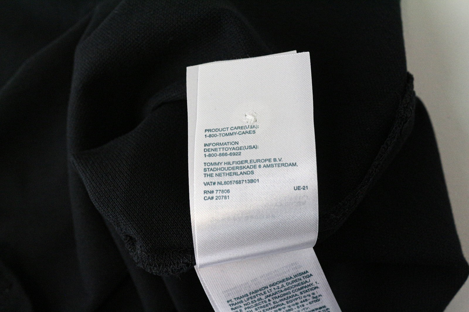 TOMMY HILFIGER DENIM Men's T-Shirt M Black Cotton Polo Short Sleeve Logo Top