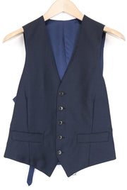 SUITSUPPLY Lazio Men's Waistcoat 21 Blue Pure Wool Single Breasted Formal