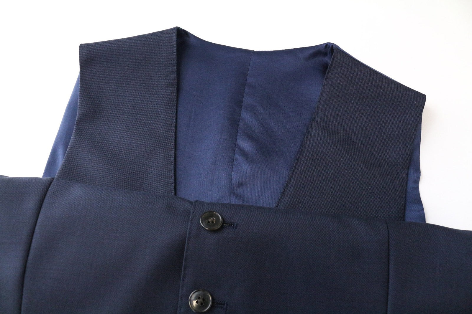 SUITSUPPLY Lazio Men's Waistcoat 21 Blue Pure Wool Single Breasted Formal