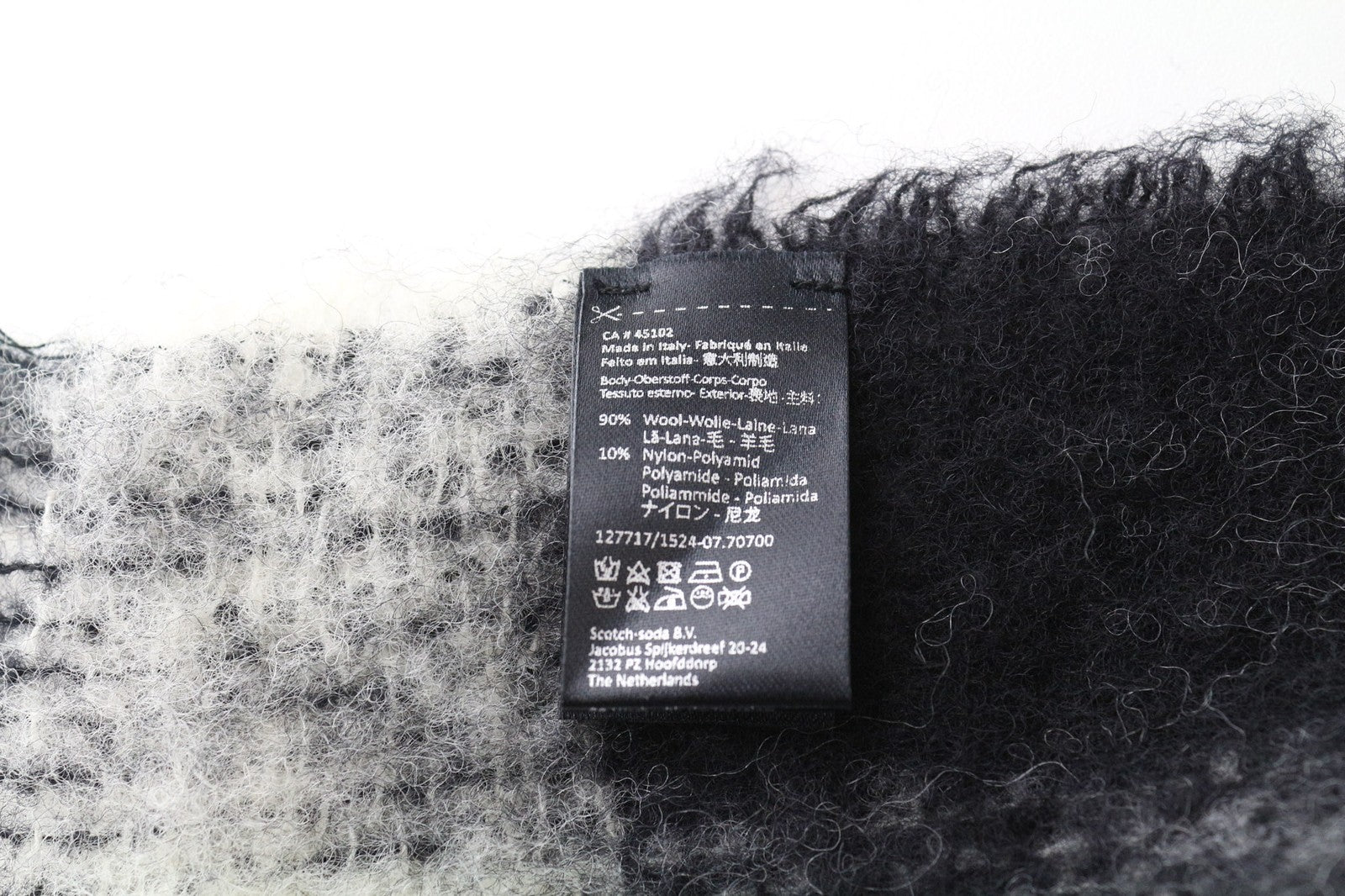 MAISON SCOTCH Women's Scarf OS Blue Wool Blend Checked Autumn Winter Wrap