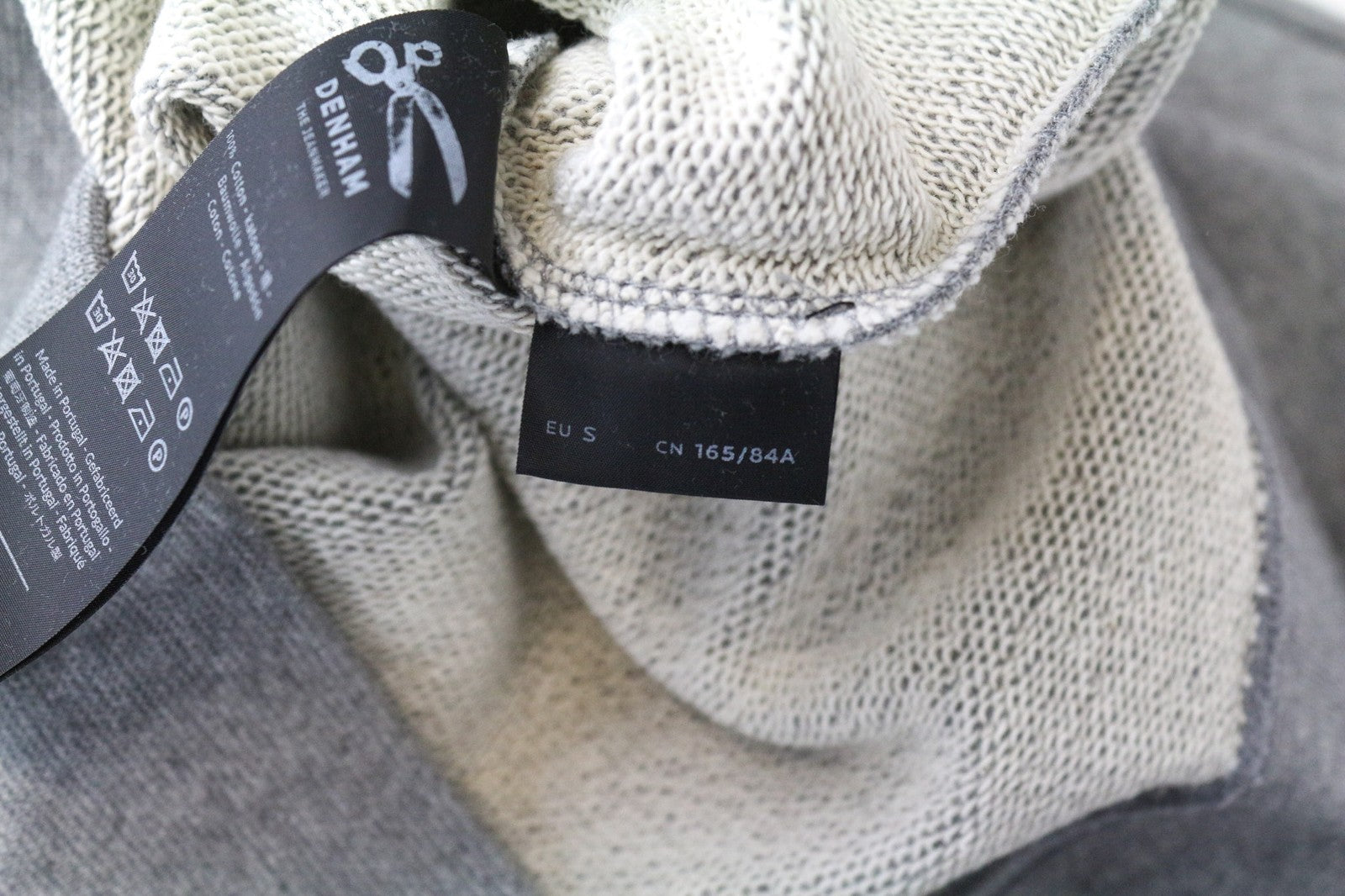 DENHAM Blue City Men's Sweatshirt S Grey Melange Crew Neck Cotton Fleece Top