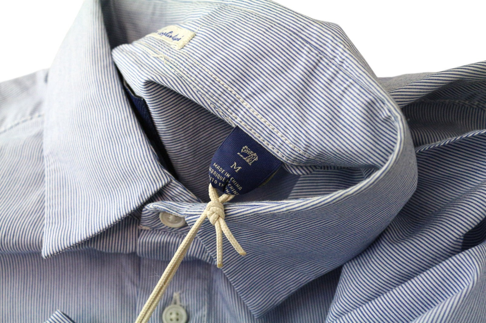 SCOTCH & SODA Men's Shirt M Light Blue Cotton Stripe Long Sleeve Classic Fit