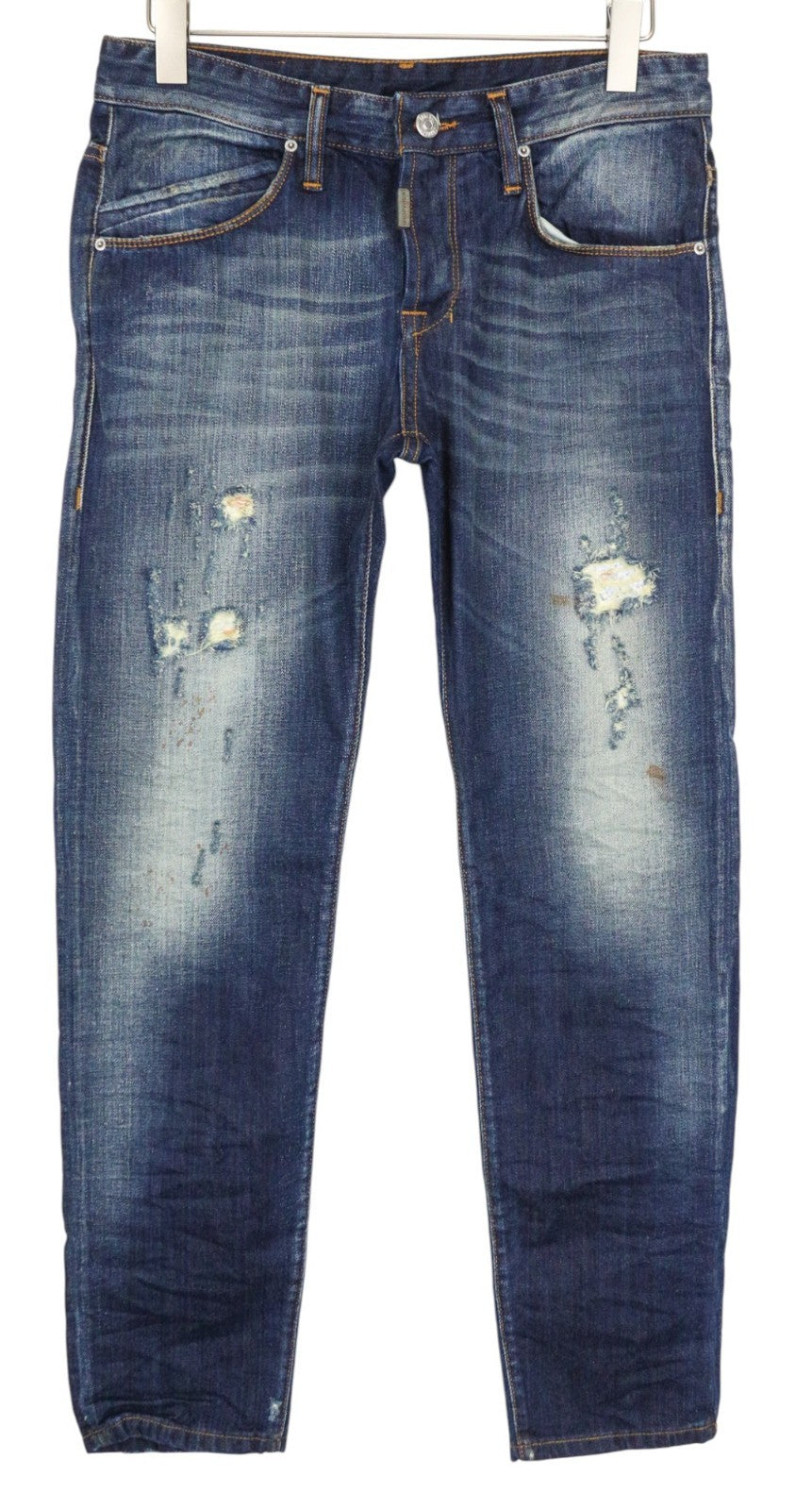 TAKESHY KUROSAWA Men's Jeans W32 Blue Cotton Aged Ripped Distressed Look Wash