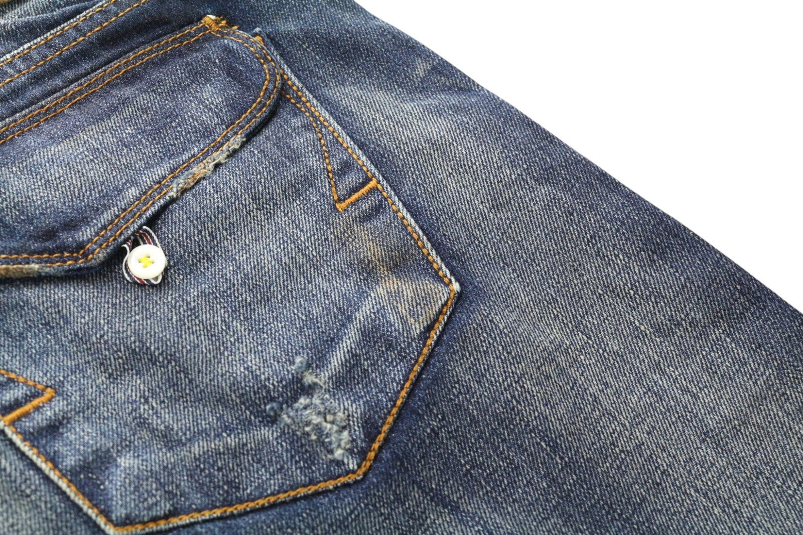 TAKESHY KUROSAWA Men's Jeans W32 Blue Cotton Aged Ripped Distressed Look Wash