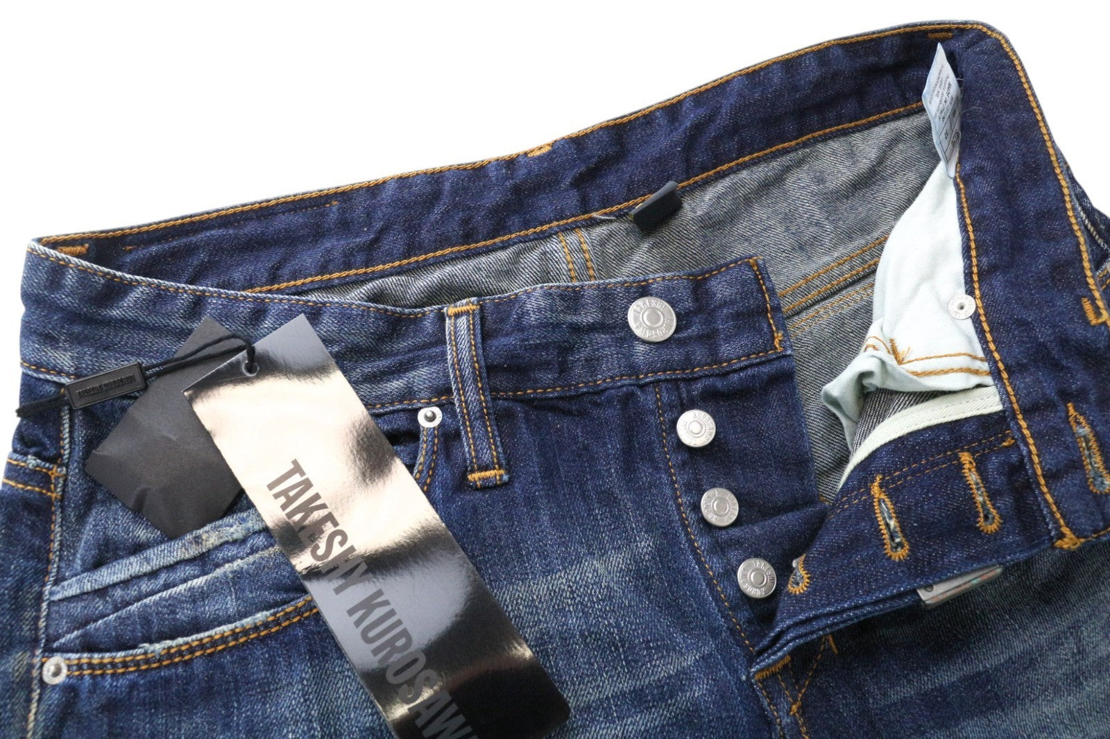 TAKESHY KUROSAWA Men's Jeans W32 Blue Cotton Aged Ripped Distressed Look Wash