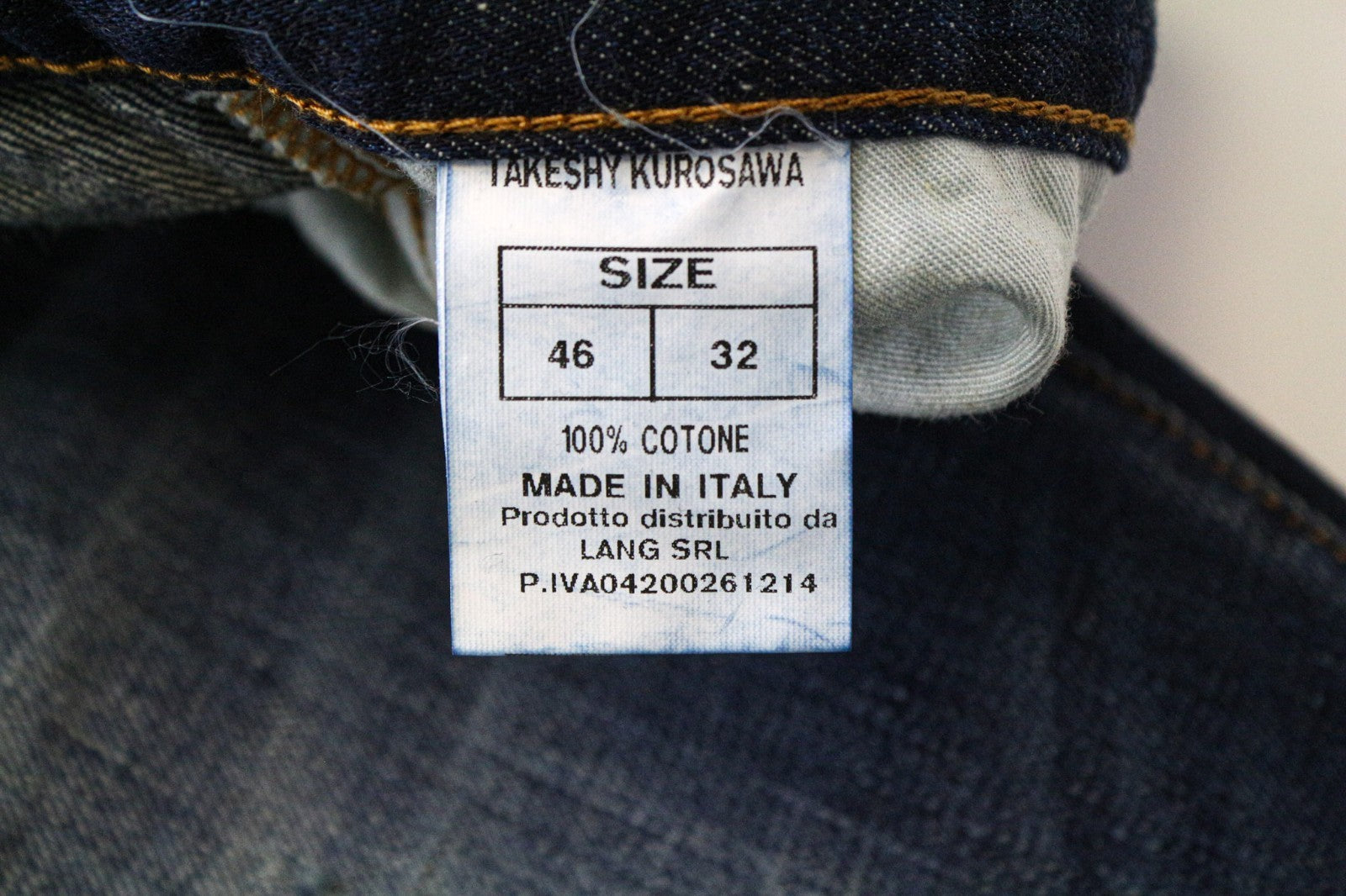 TAKESHY KUROSAWA Men's Jeans W32 Blue Cotton Aged Ripped Distressed Look Wash