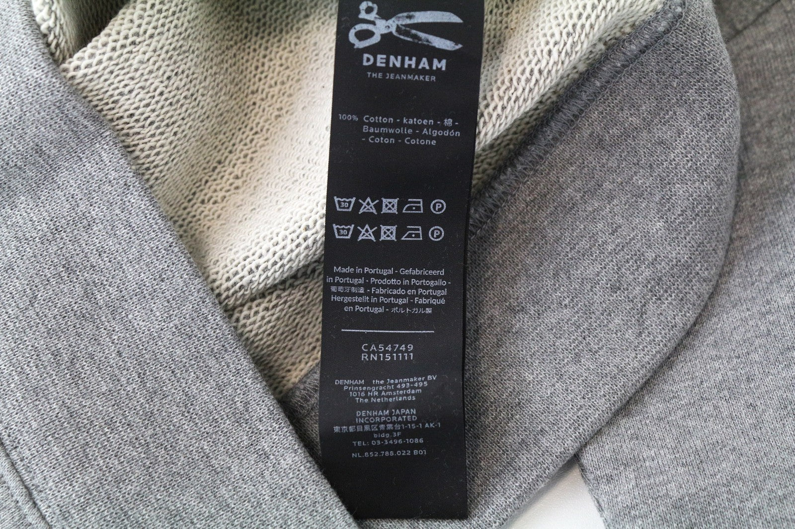 DENHAM Blue City Men's Sweatshirt S Grey Melange Crew Neck Cotton Graphic Top