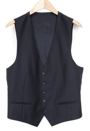 SUITSUPPLY Ferrara Men's Waistcoat UK40R Dark Blue Pure Wool Slim V-Neck Vest