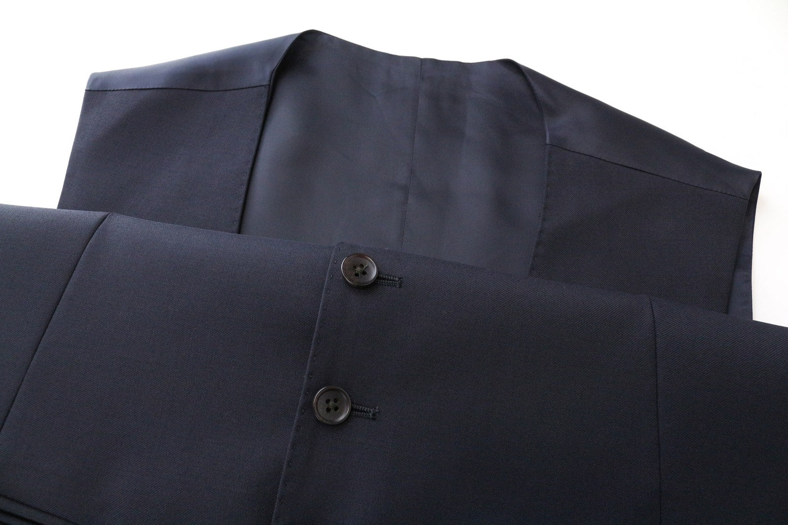 SUITSUPPLY Ferrara Men's Waistcoat UK40R Dark Blue Pure Wool Slim V-Neck Vest