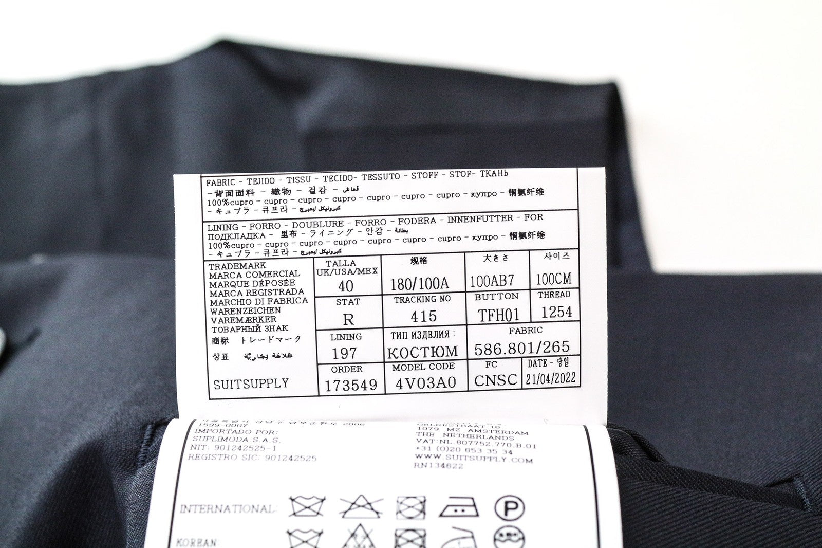 SUITSUPPLY Ferrara Men's Waistcoat UK40R Dark Blue Pure Wool Slim V-Neck Vest