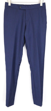 SUITSUPPLY Brescia Men's Trousers UK26R Blue Wool Pleated Classic Dress Pants
