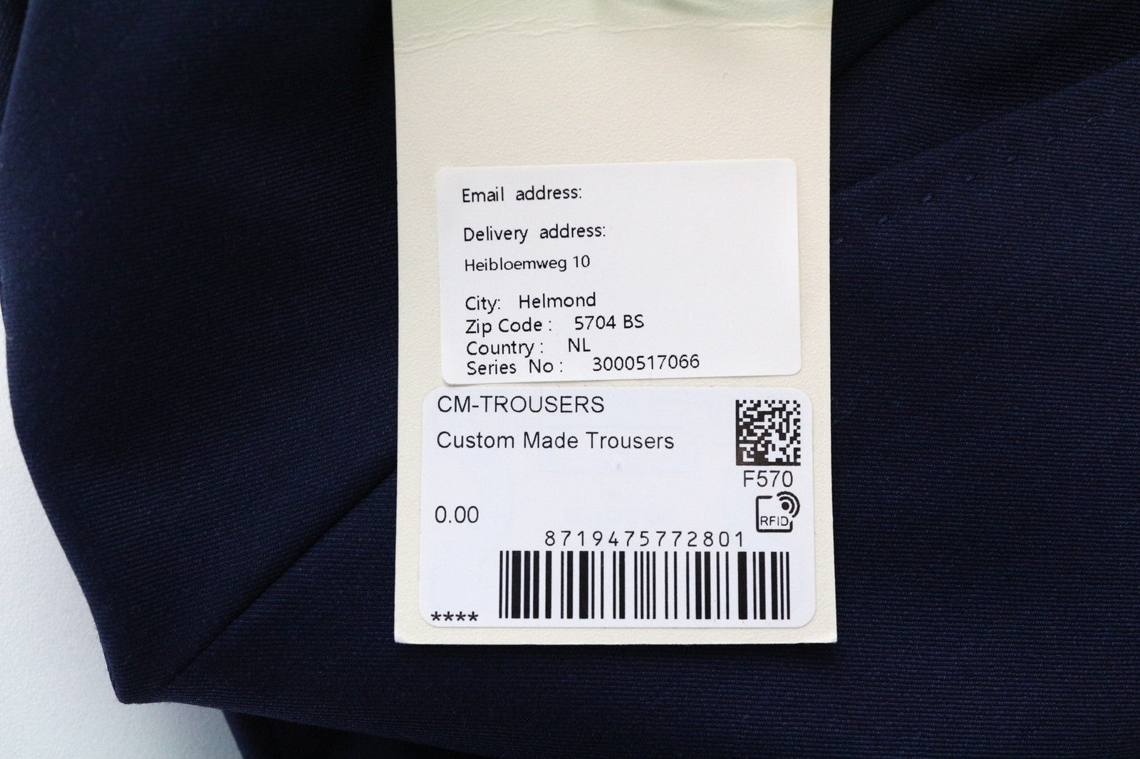 SUITSUPPLY Brescia Men's Trousers UK26R Blue Wool Pleated Classic Dress Pants