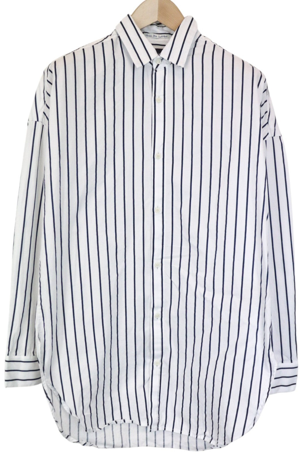 SCOTCH & SODA Men's Shirt M Navy Blue Pinstripe Fitted Long Sleeve Button Up