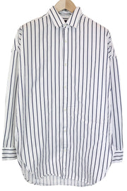 SCOTCH & SODA Men's Shirt M Navy Blue Pinstripe Fitted Long Sleeve Button Up