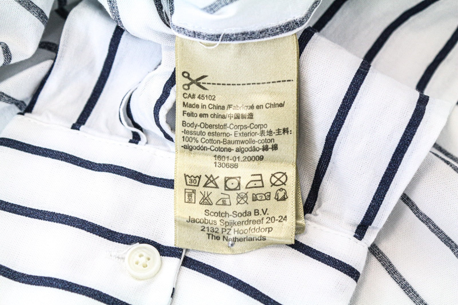 SCOTCH & SODA Men's Shirt M Navy Blue Pinstripe Fitted Long Sleeve Button Up