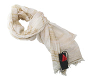 MAISON SCOTCH Women's Scarf OS Beige Patterned Cotton Lightweight Wrap Shawl