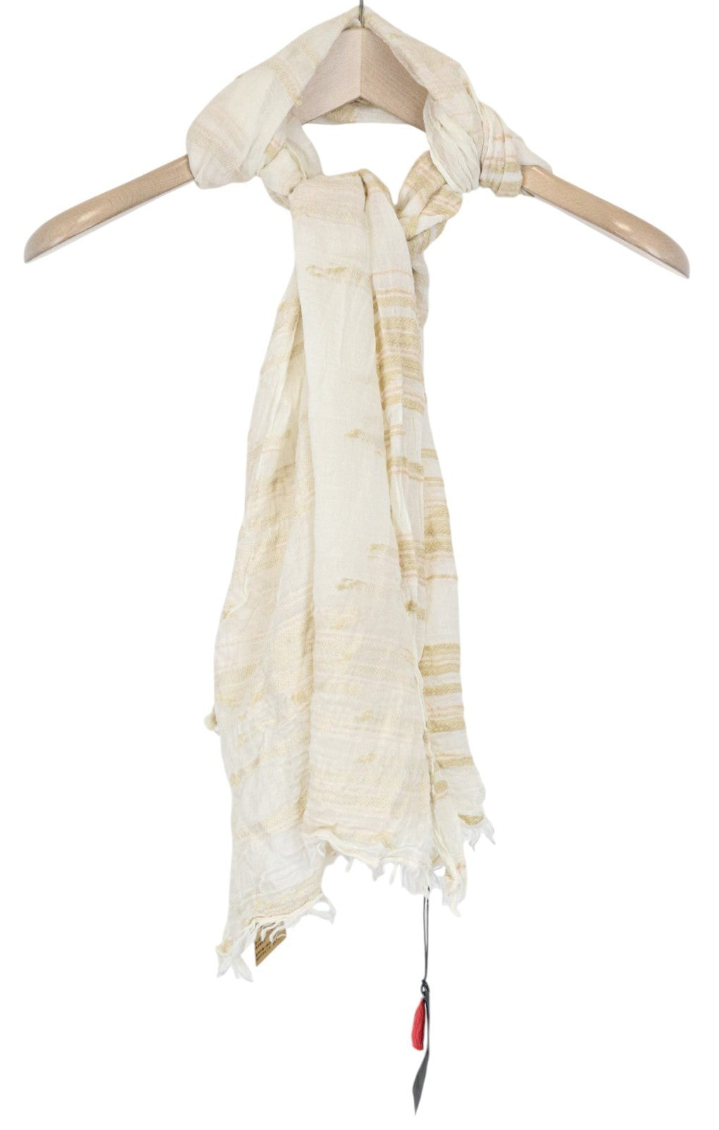 MAISON SCOTCH Women's Scarf OS Beige Patterned Cotton Lightweight Wrap Shawl