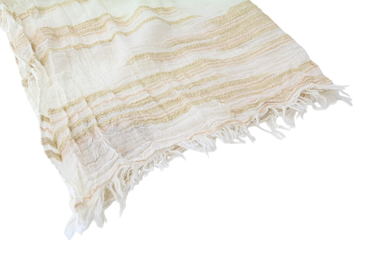 MAISON SCOTCH Women's Scarf OS Beige Patterned Cotton Lightweight Wrap Shawl