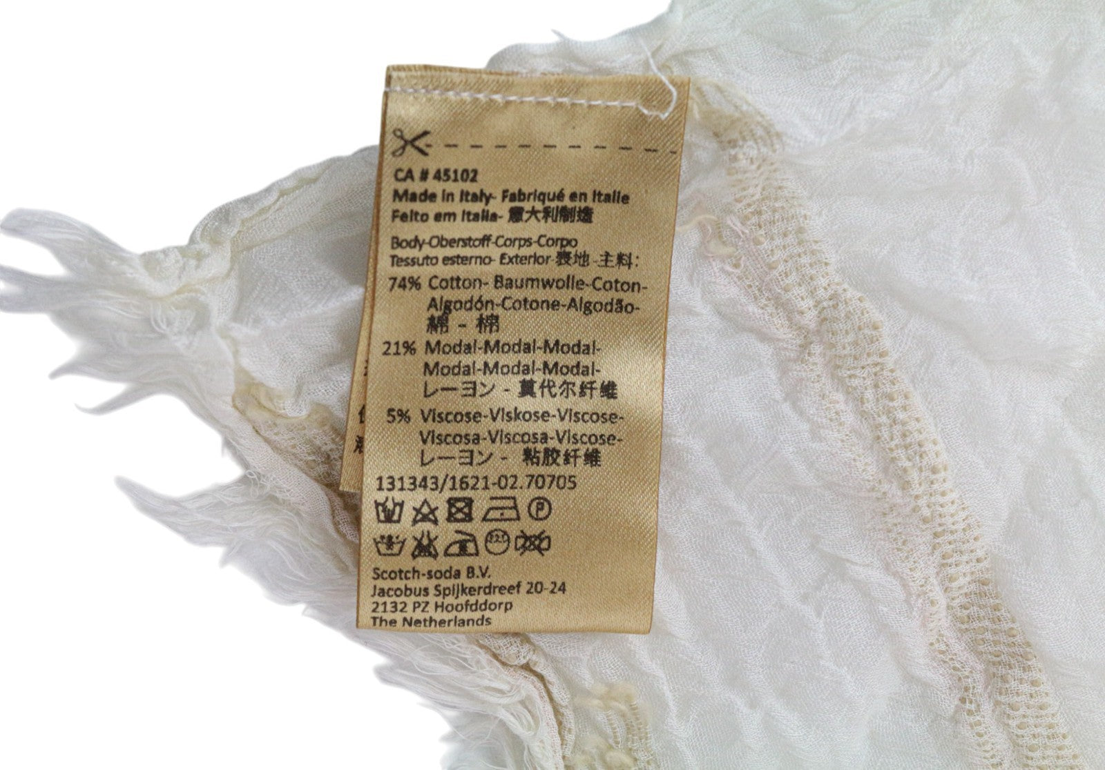 MAISON SCOTCH Women's Scarf OS Beige Patterned Cotton Lightweight Wrap Shawl