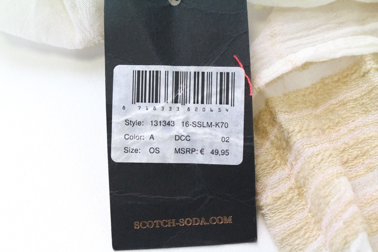 MAISON SCOTCH Women's Scarf OS Beige Patterned Cotton Lightweight Wrap Shawl