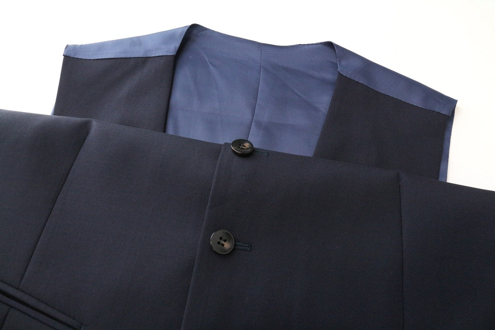 SUITSUPPLY Ferrara Men's Waistcoat UK34R Blue Pure Wool Slim V-Neck Classic