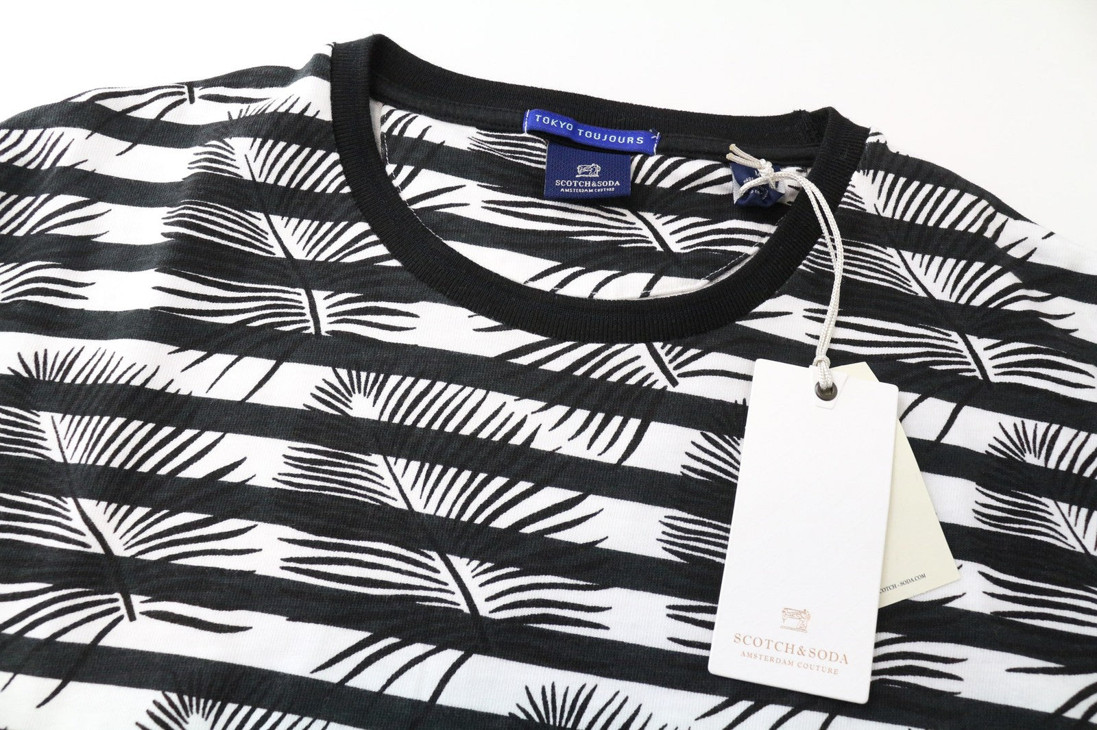 SCOTCH & SODA Men's Sweatshirt M Black Striped Hawaii Cotton Pullover Jersey