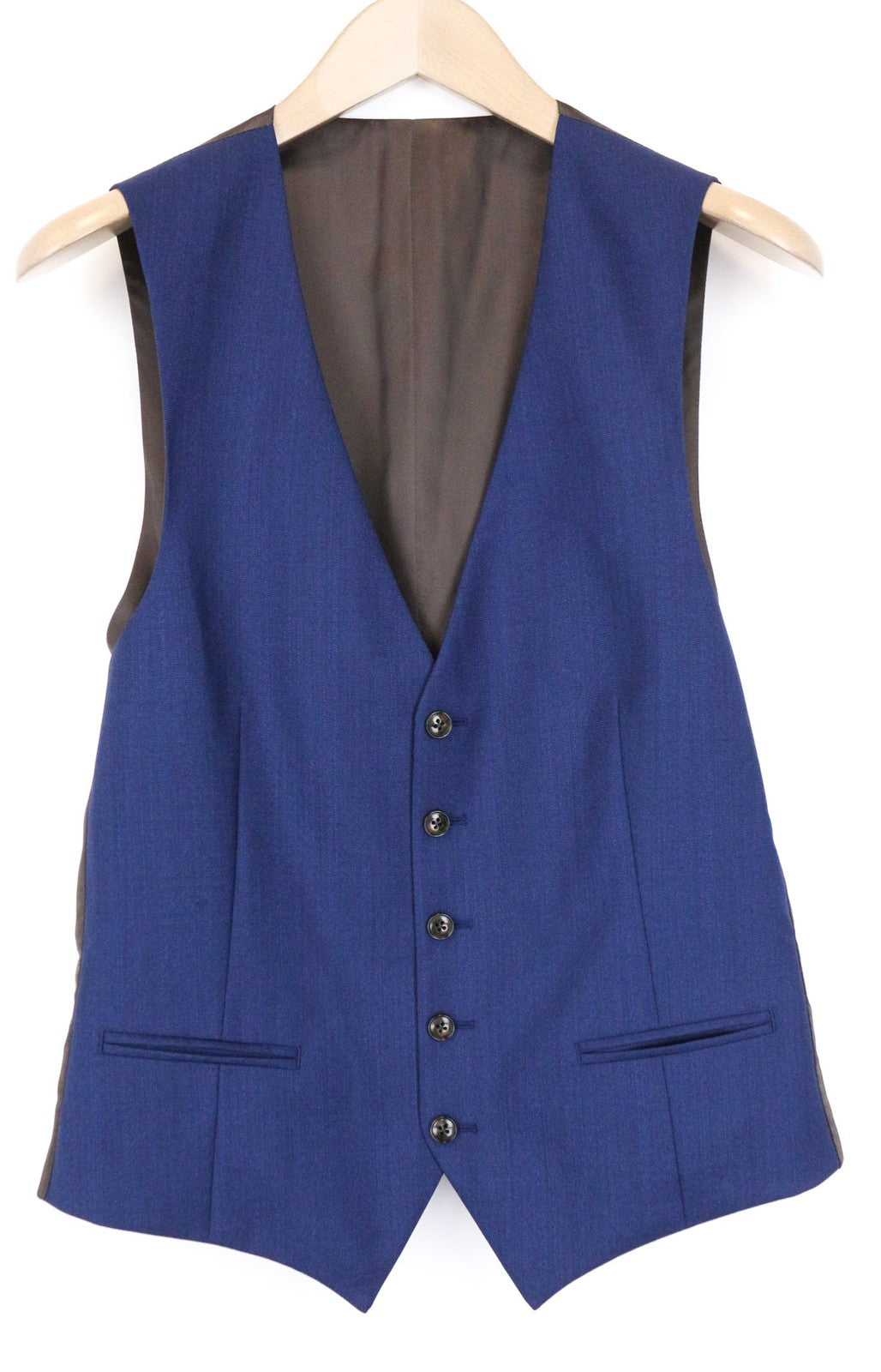 SUITSUPPLY Ferrara Men's Waistcoat UK36R Blue Wool V-Neck Lined Smart Vest
