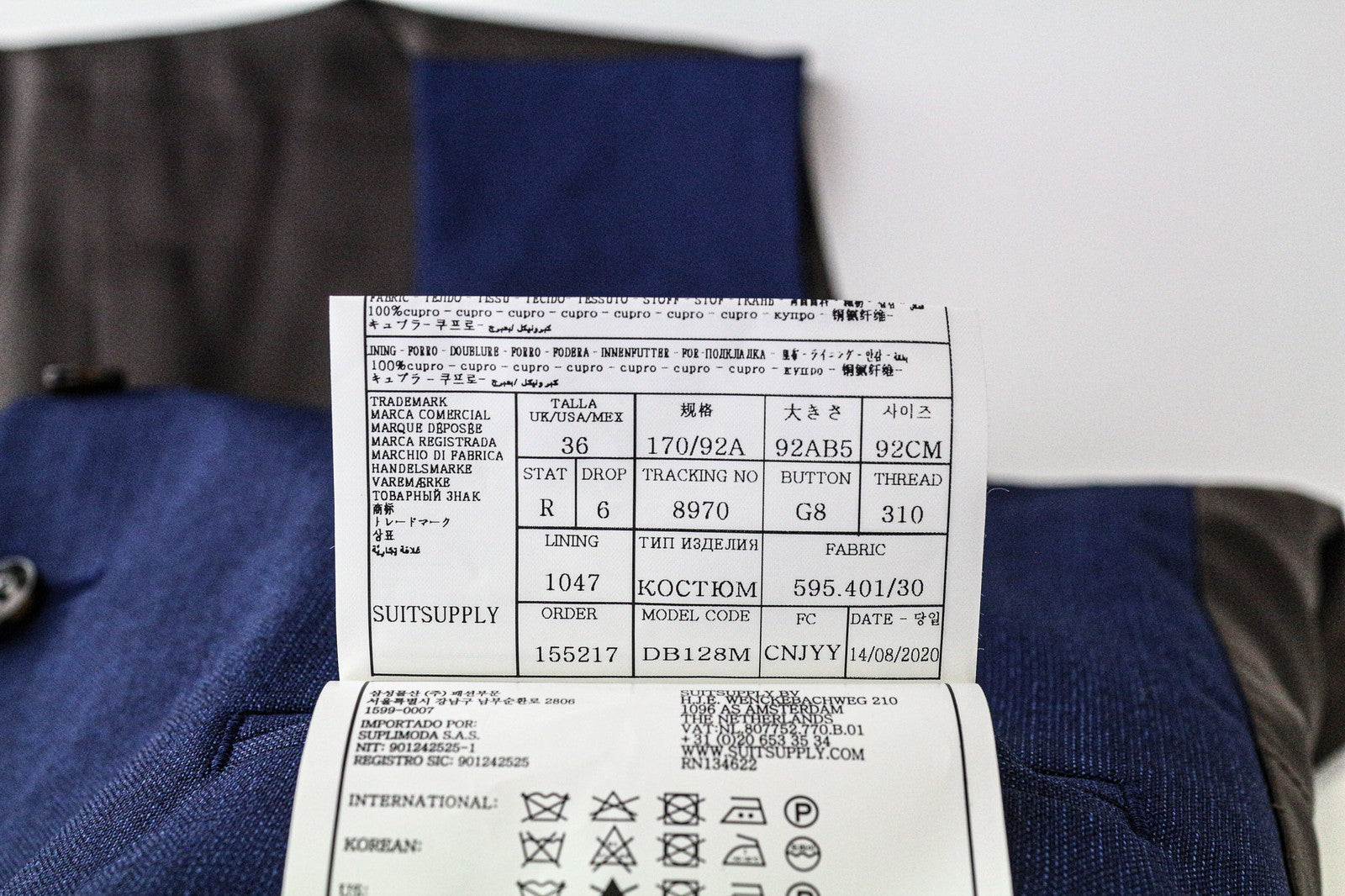 SUITSUPPLY Ferrara Men's Waistcoat UK36R Blue Wool V-Neck Lined Smart Vest