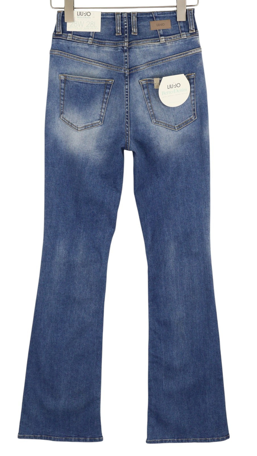LIU JO Women Jeans W28/L28 High Waist Buttoned Bootcut Fit Fade Effect Bottom Up