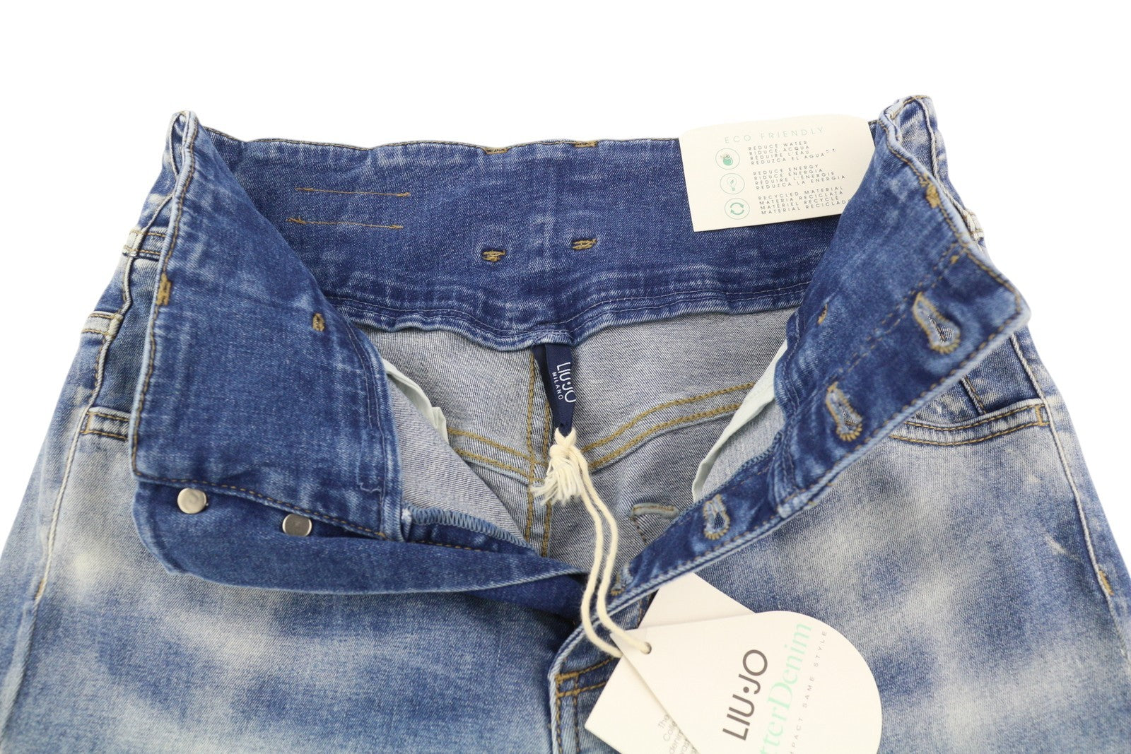 LIU JO Women Jeans W28/L28 High Waist Buttoned Bootcut Fit Fade Effect Bottom Up