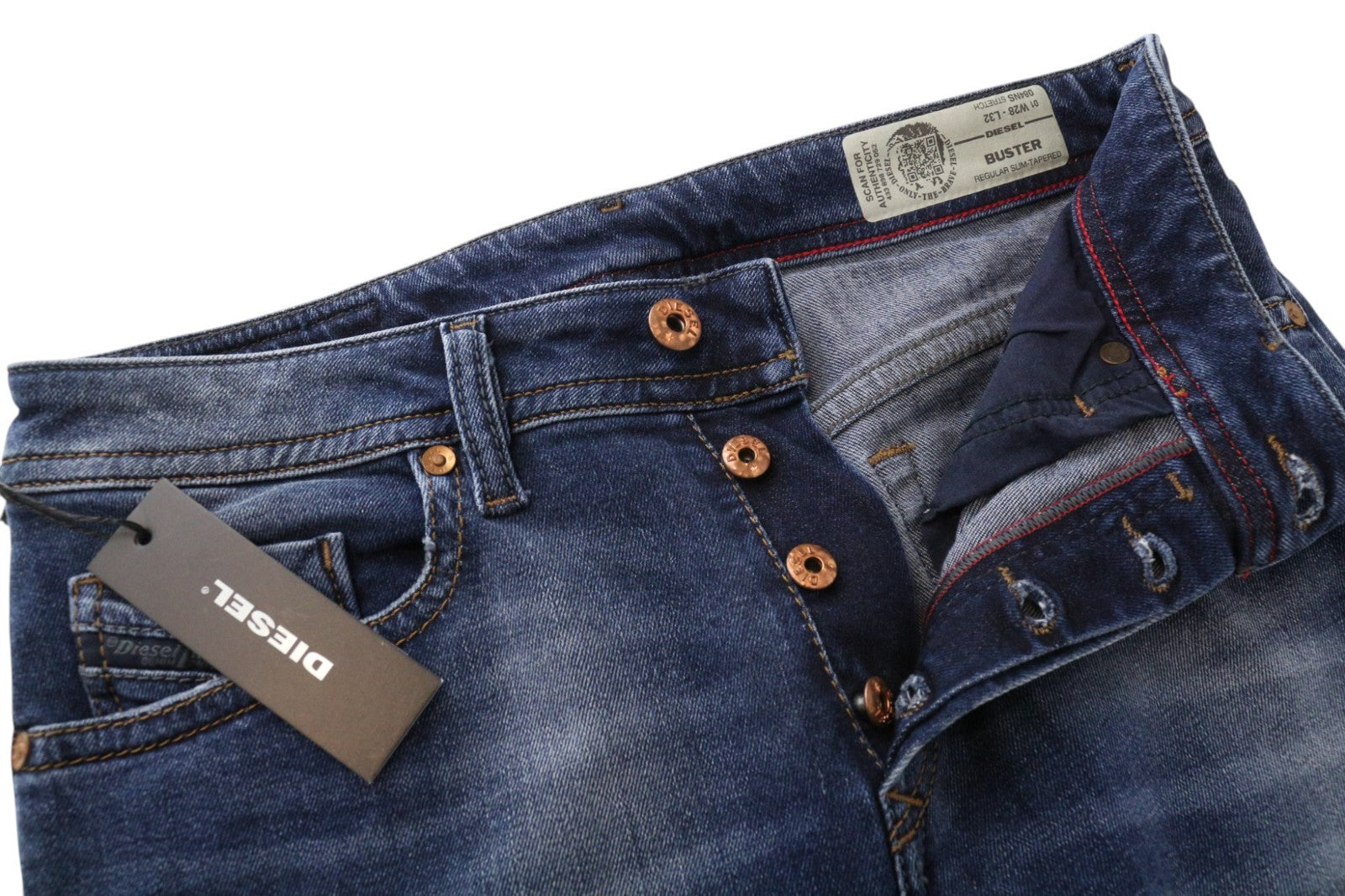 DIESEL Buster 084NS Men's Jeans W28/L32 Blue Slim Tapered Stretch Regular