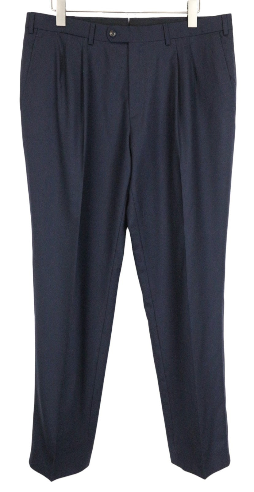 SUITSUPPLY Brescia Men's Trousers UK40L Navy Pure Wool Pleated Slim Fit Pants