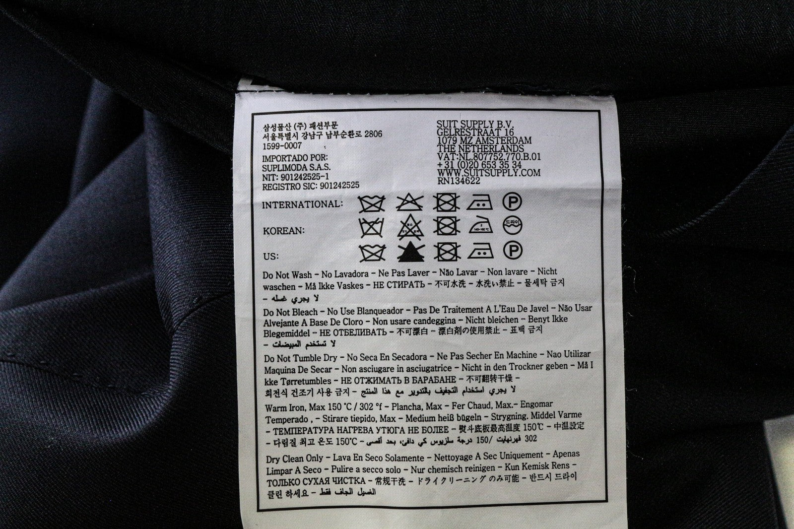 SUITSUPPLY Brescia Men's Trousers UK40L Navy Pure Wool Pleated Slim Fit Pants