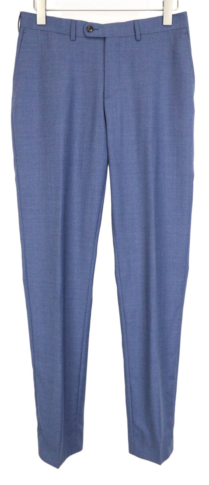 SUITSUPPLY Brescia Men's Trousers UK38L Mid Blue Slim Wool Melange Flat-Front