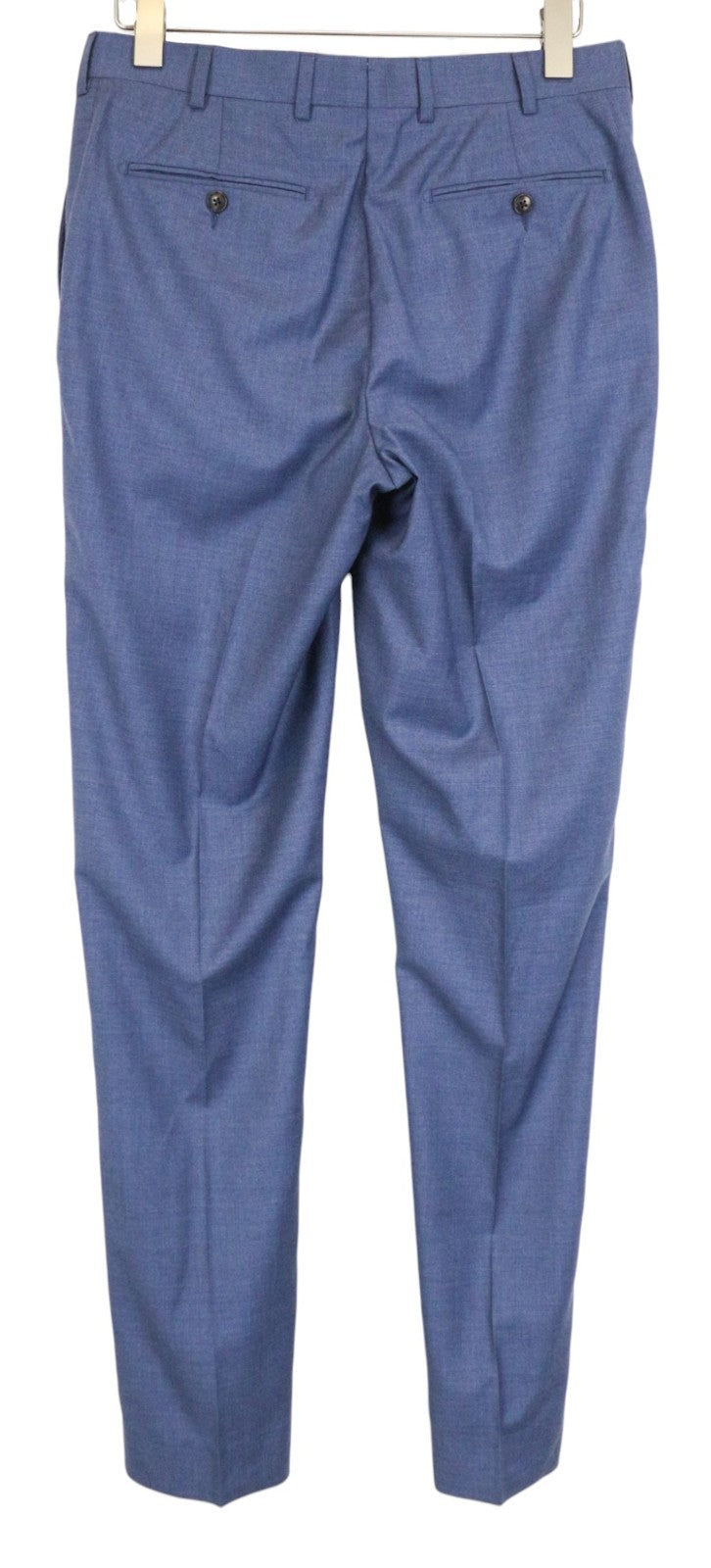 SUITSUPPLY Brescia Men's Trousers UK38L Mid Blue Slim Wool Melange Flat-Front