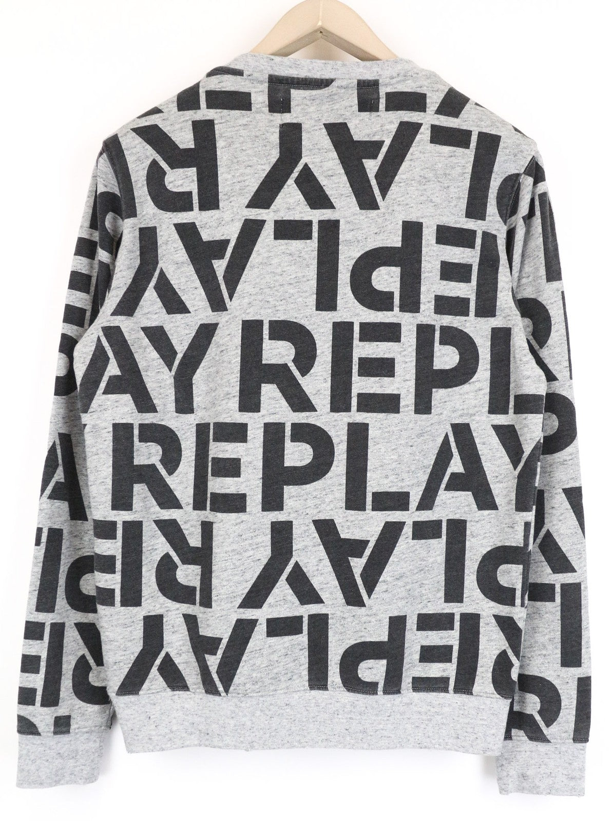 REPLAY Men's Sweatshirt M Grey Cotton Jersey Crew Neck Melange Fleece