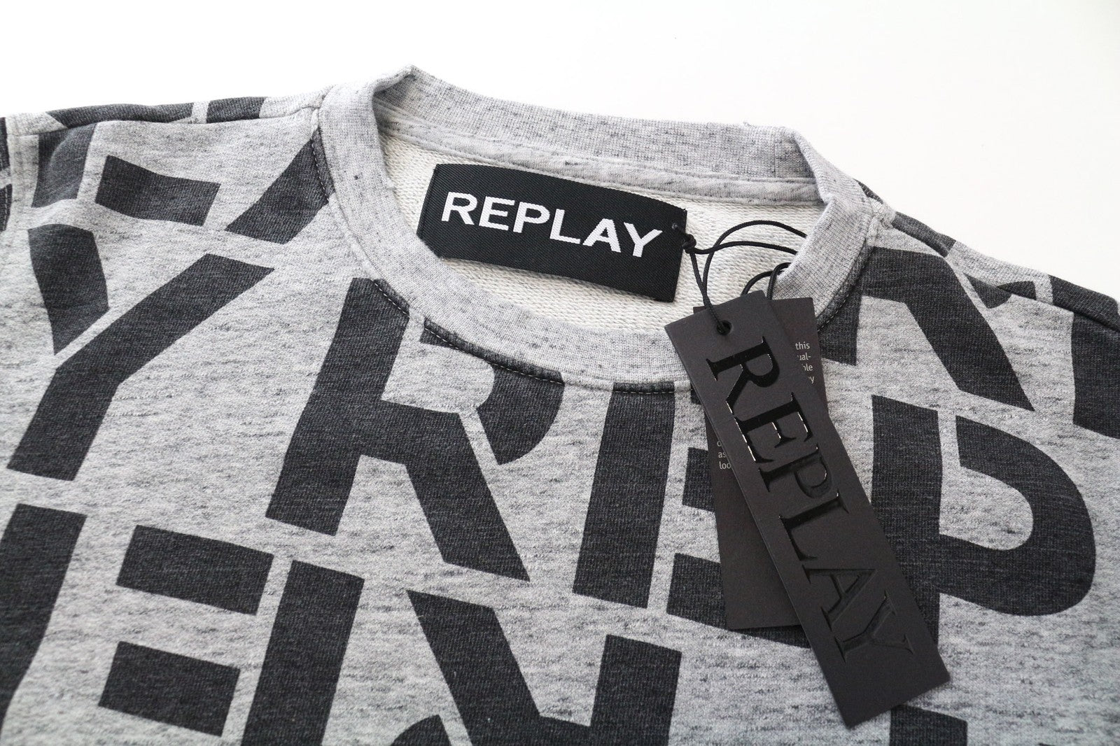 REPLAY Men's Sweatshirt M Grey Cotton Jersey Crew Neck Melange Fleece