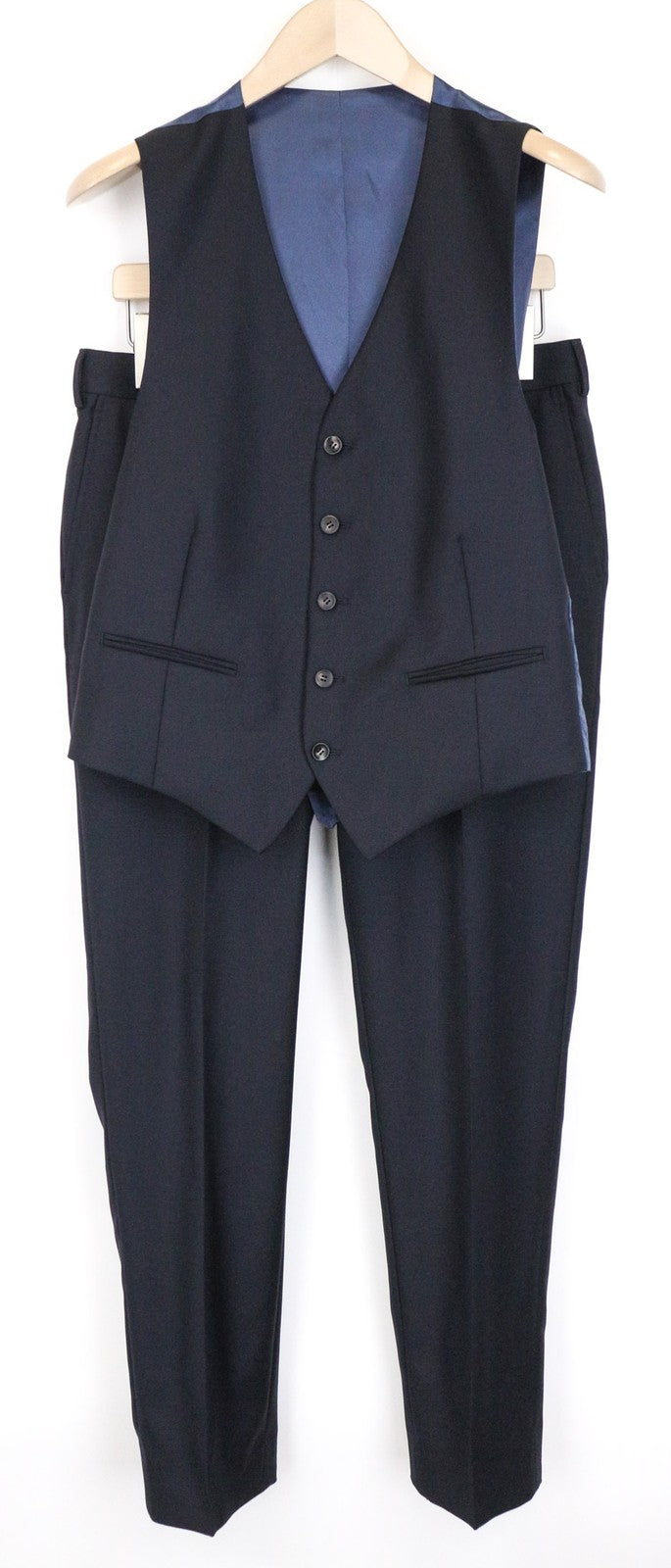 SUITSUPPLY Ferrara Men's Suit UK38S 2Pc Wool Blue Waistcoat Trousers Formal