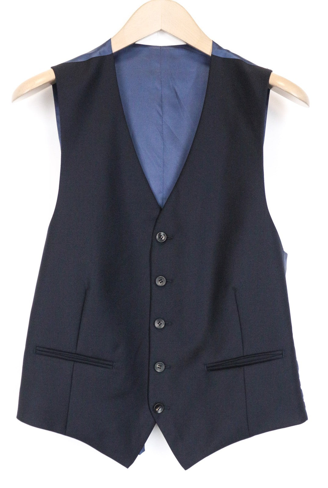 SUITSUPPLY Ferrara Men's Suit UK38S 2Pc Wool Blue Waistcoat Trousers Formal