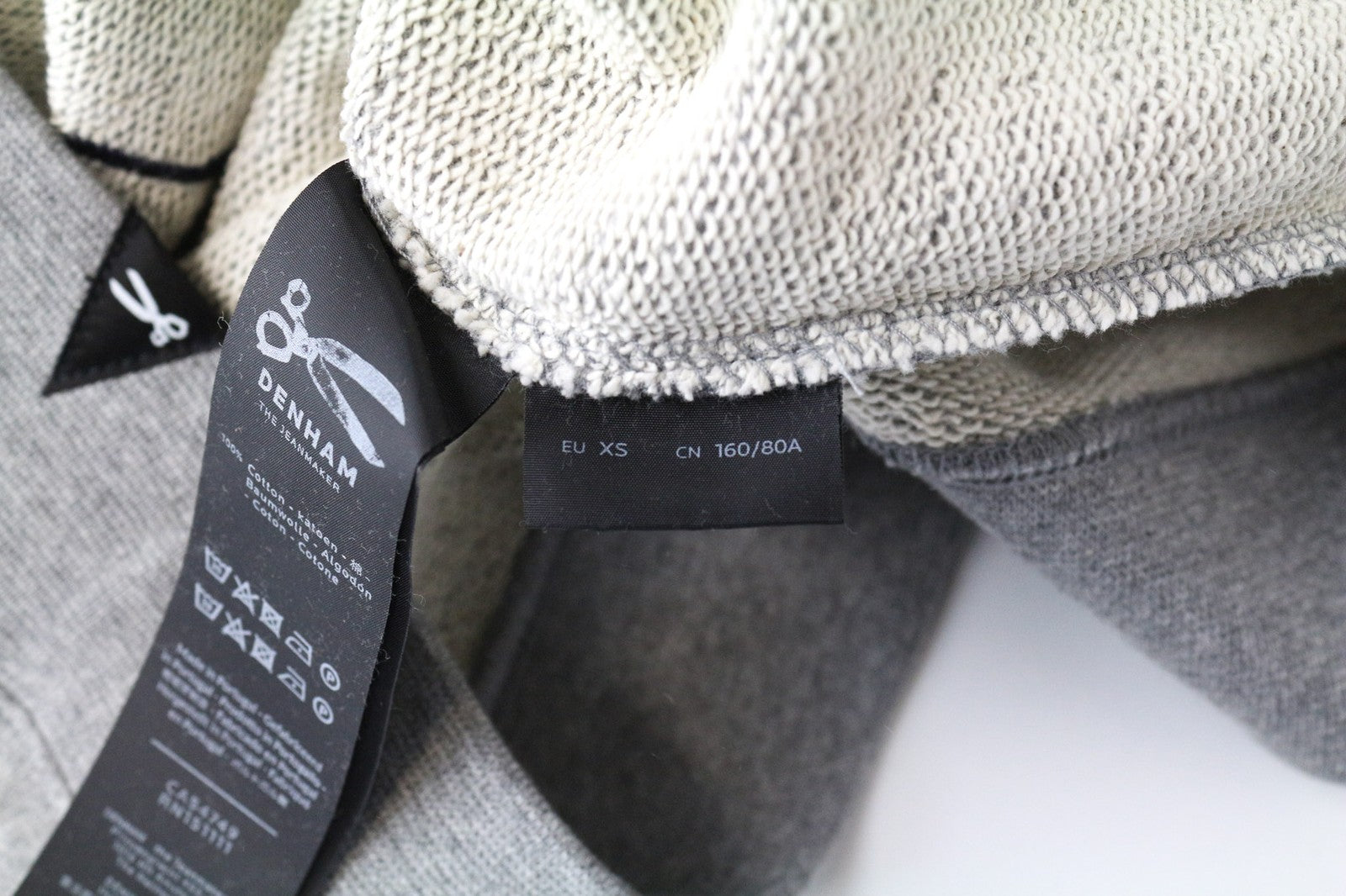 DENHAM Blue City Women's Sweatshirt XS Grey Cotton Long Sleeve Pullover