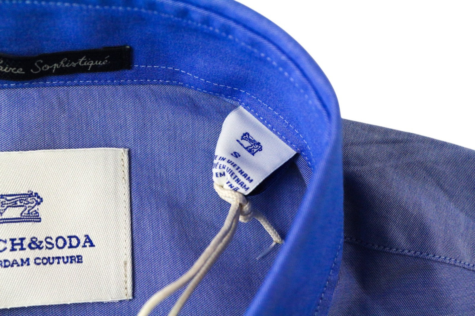 SCOTCH & SODA Ams Couture Men's Shirt S Slim Blue Cotton Long Sleeve Button