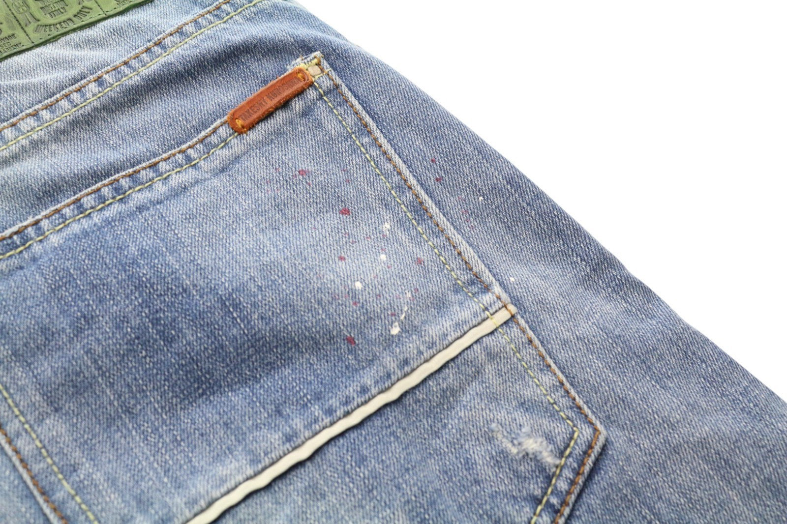 TAKESHY KUROSAWA TK 72 Men's Jeans W32 Blue Slim Buttoned Non-Stretch Distress