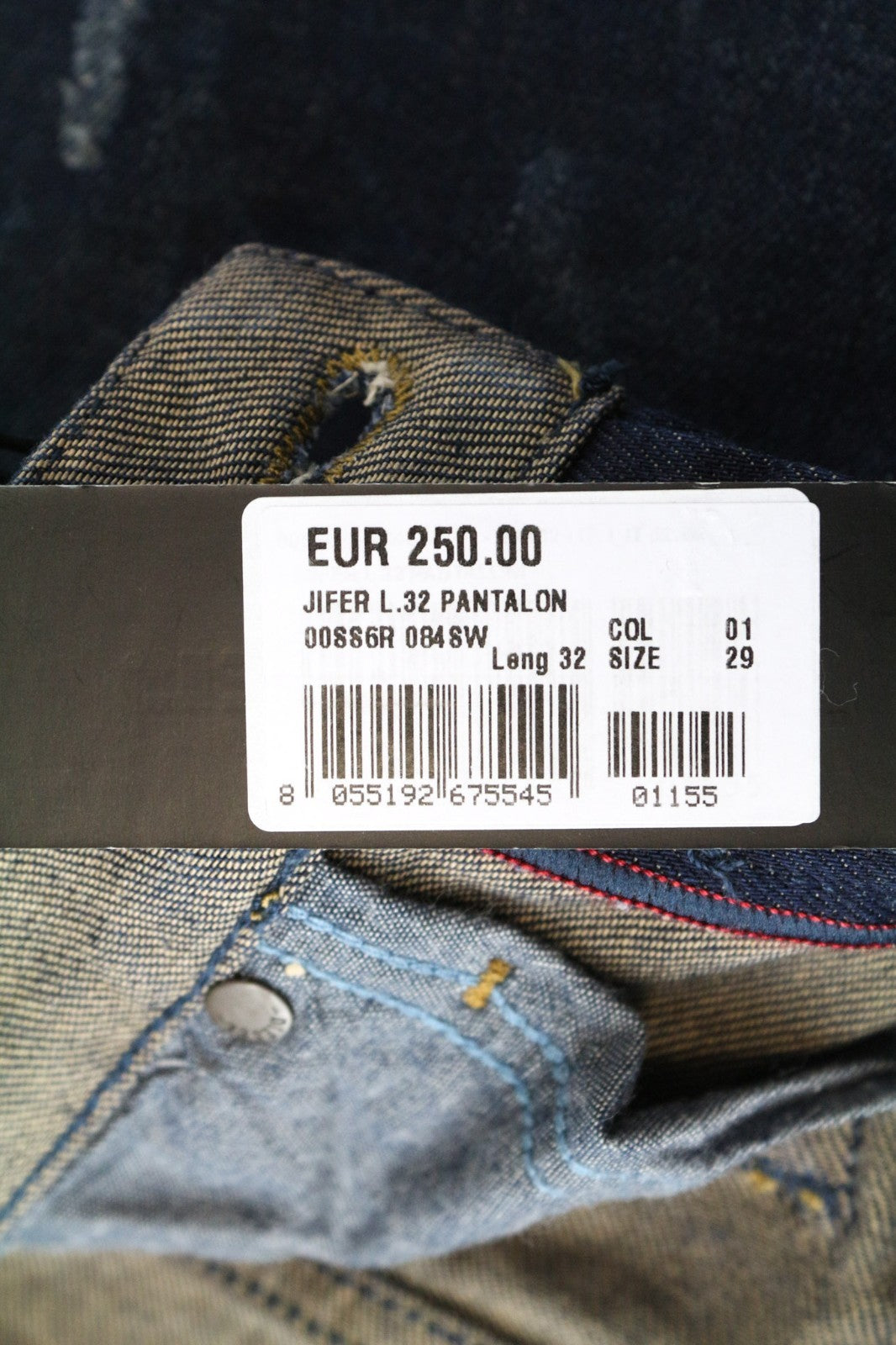 DIESEL Jifer 084SW Men's Jeans W29/L32 Blue Tapered Slim Stretch Distressed