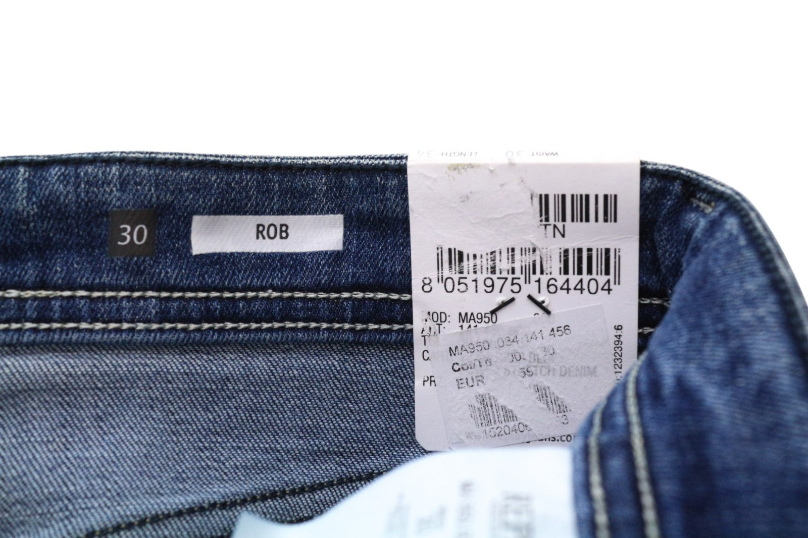 REPLAY Rob Men's Jeans W30/L34 Blue Tapered Straight Stretch Distressed Wash