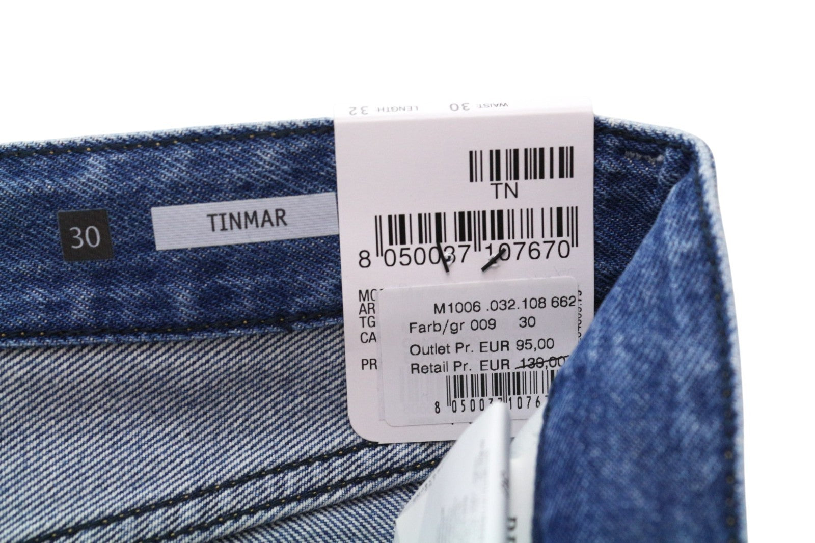 REPLAY Tinmar Men's Jeans W30/L32 Blue Non-Stretch Distressed Button Tapered