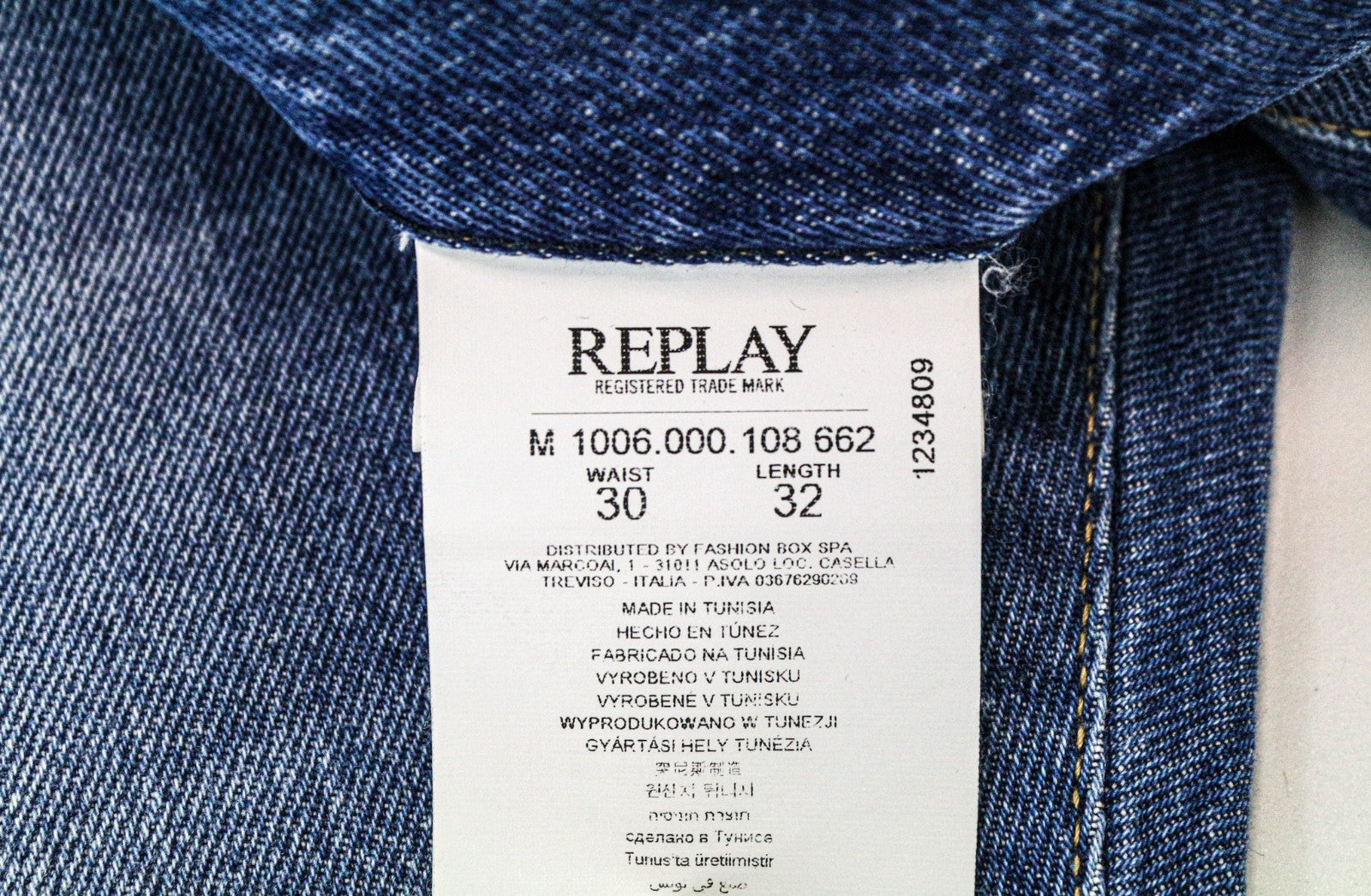 REPLAY Tinmar Men's Jeans W30/L32 Blue Non-Stretch Distressed Button Tapered