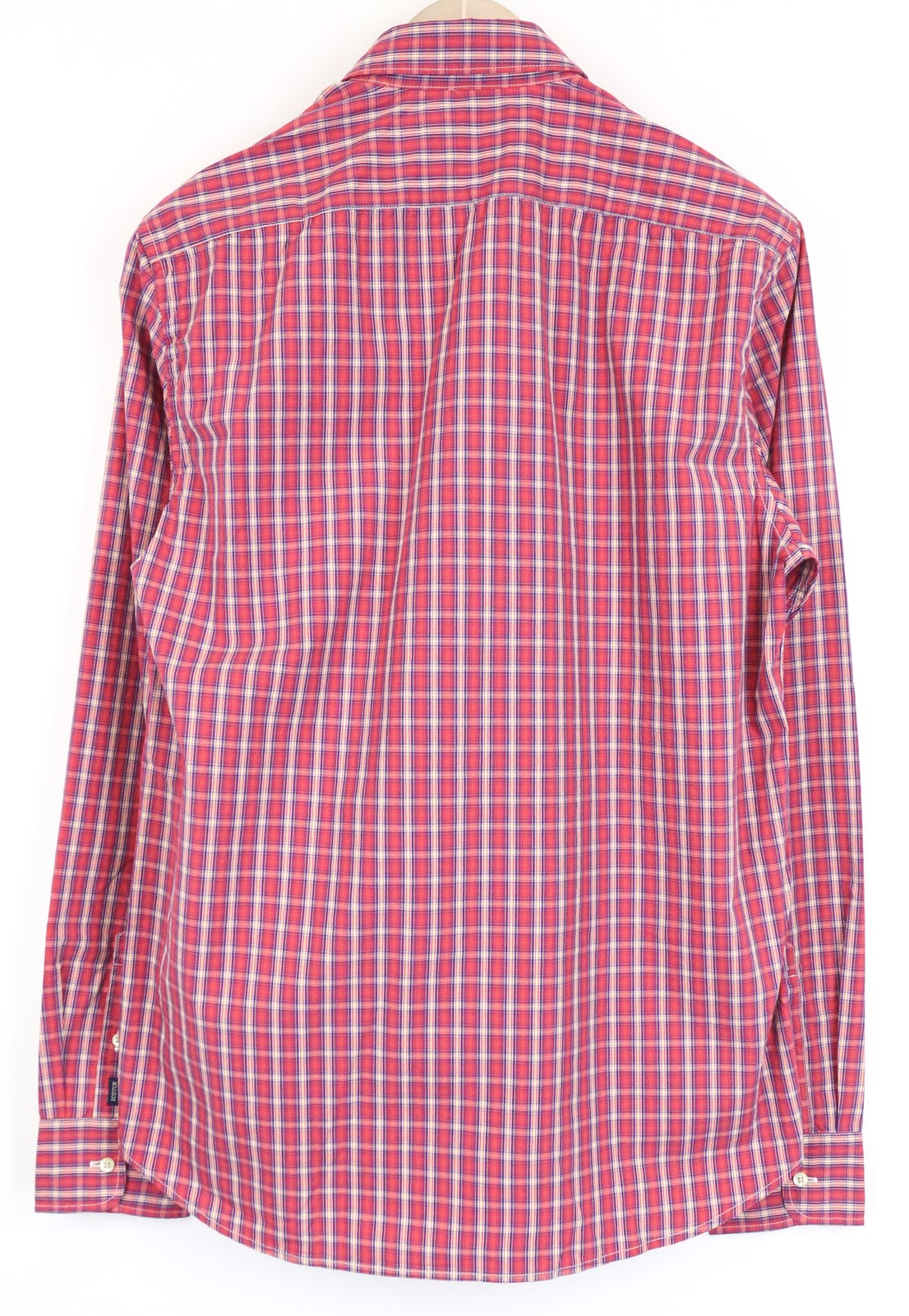 SCOTCH & SODA Men's Shirt L Red Cotton Check Classic Spread Collar Buttoned