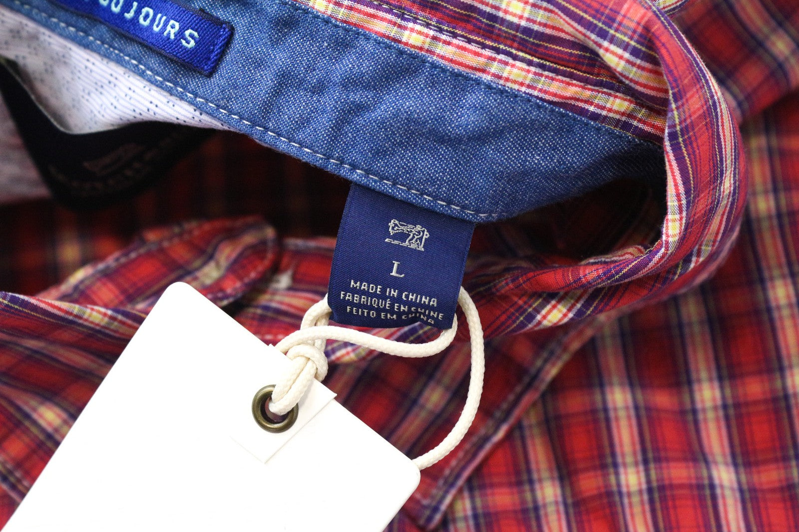 SCOTCH & SODA Men's Shirt L Red Cotton Check Classic Spread Collar Buttoned